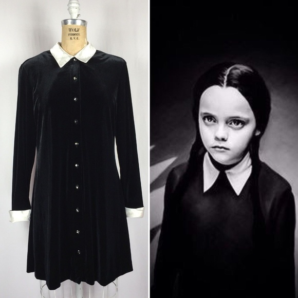 vintage dresses velvet satin collar wednesday addams dress poshmark